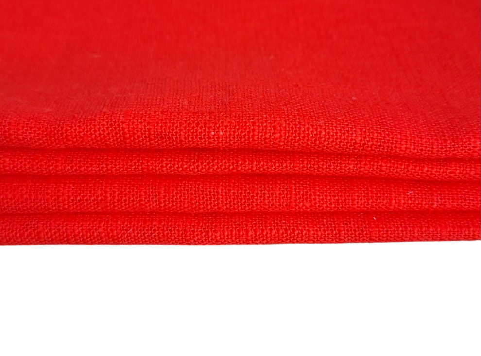 Serviettes de table en lin rouge - Lot de 4