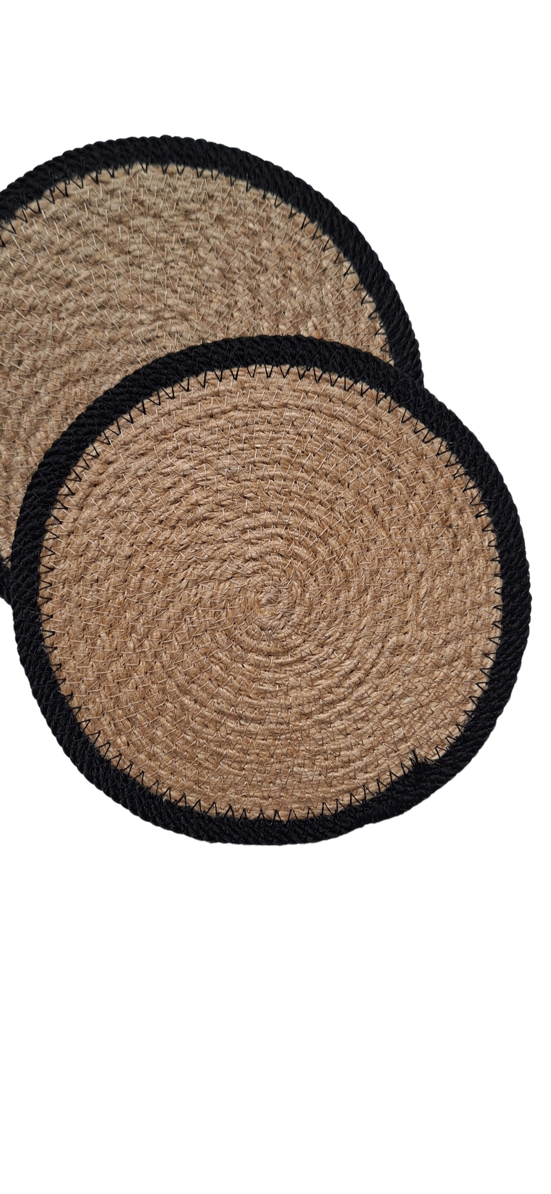 Lot de 2 dessous de plats en jute et contour noir