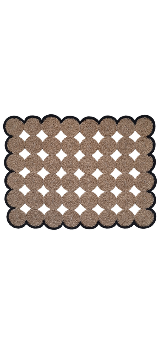 Lot de 2 sets de table en jute et contour noir