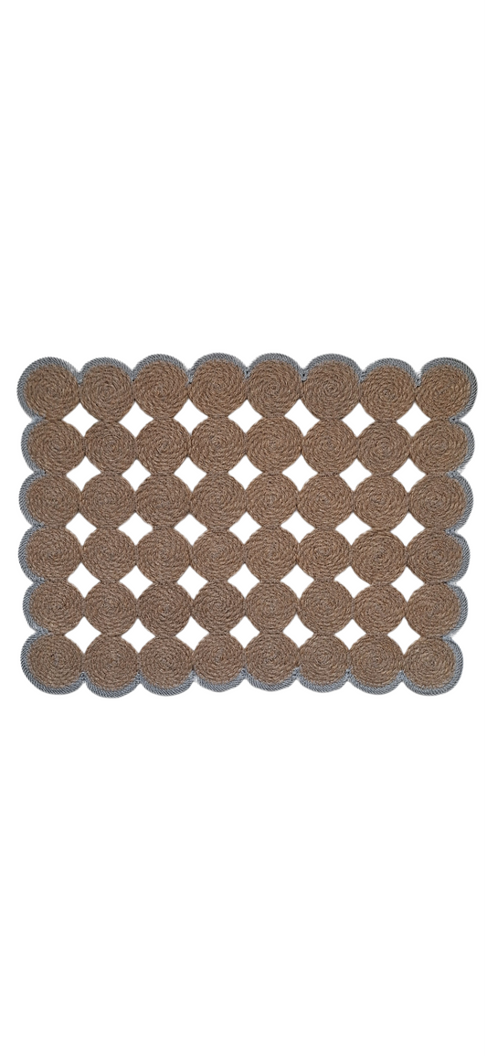 Lot de 2 Sets de table en jute et contour gris