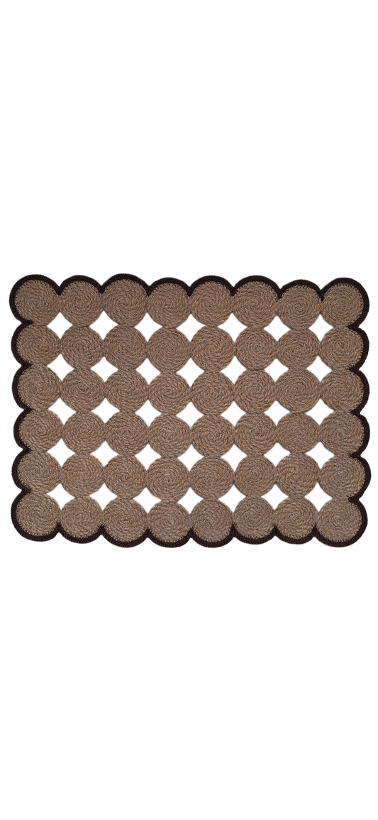 Lot de 2 Sets de table en jute et contour marron