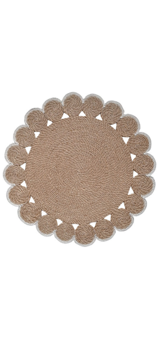 Lot de 2 Sets de table en jute et contour blanc cassé