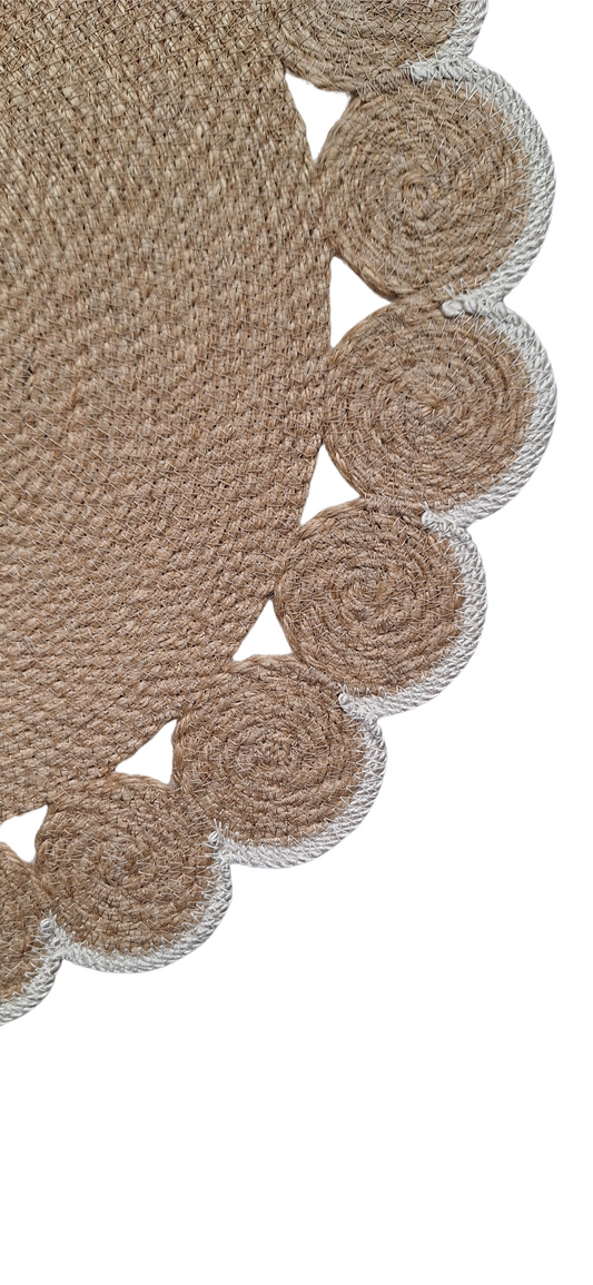 Lot de 2 Sets de table en jute et contour blanc cassé