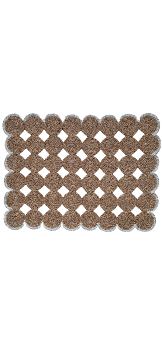 Lot de 2 Sets de table en jute et contour blanc cassé