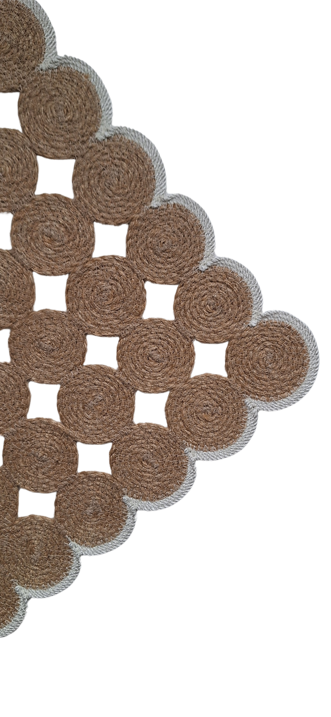 Lot de 2 Sets de table en jute et contour blanc cassé