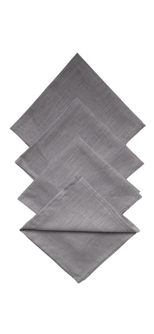 Serviettes de table en lin gris - Lot de 4