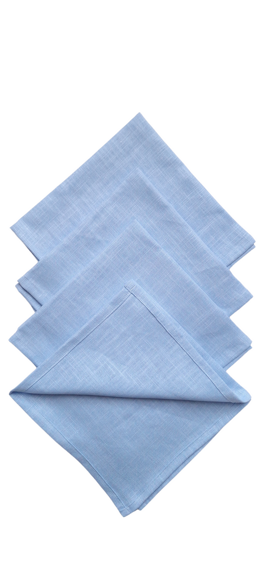 Serviettes de table en lin bleu ciel - Lot de 4