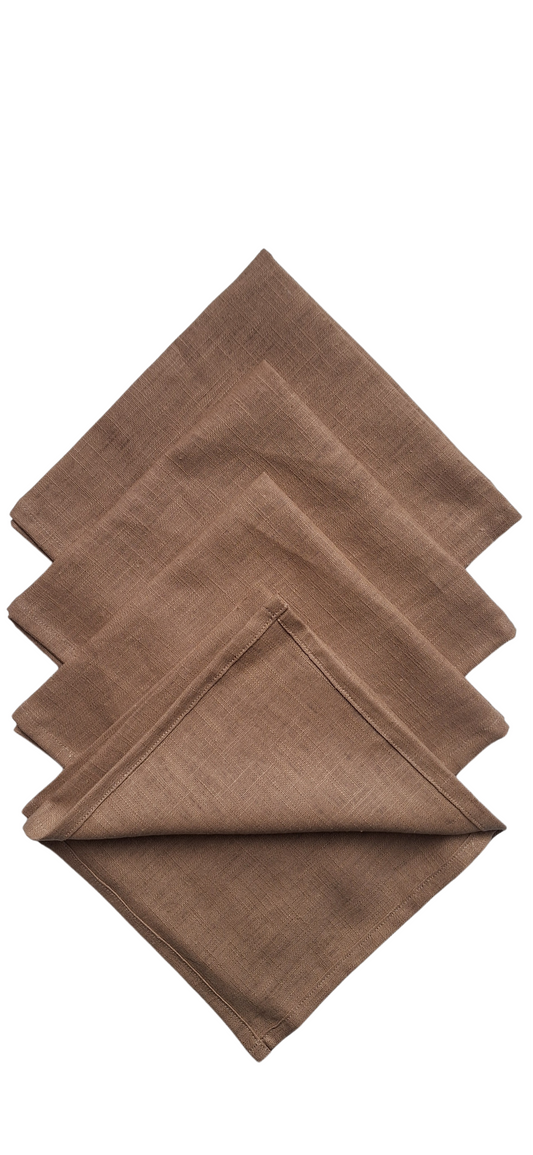 Serviettes de table en lin cacao - Lot de 4