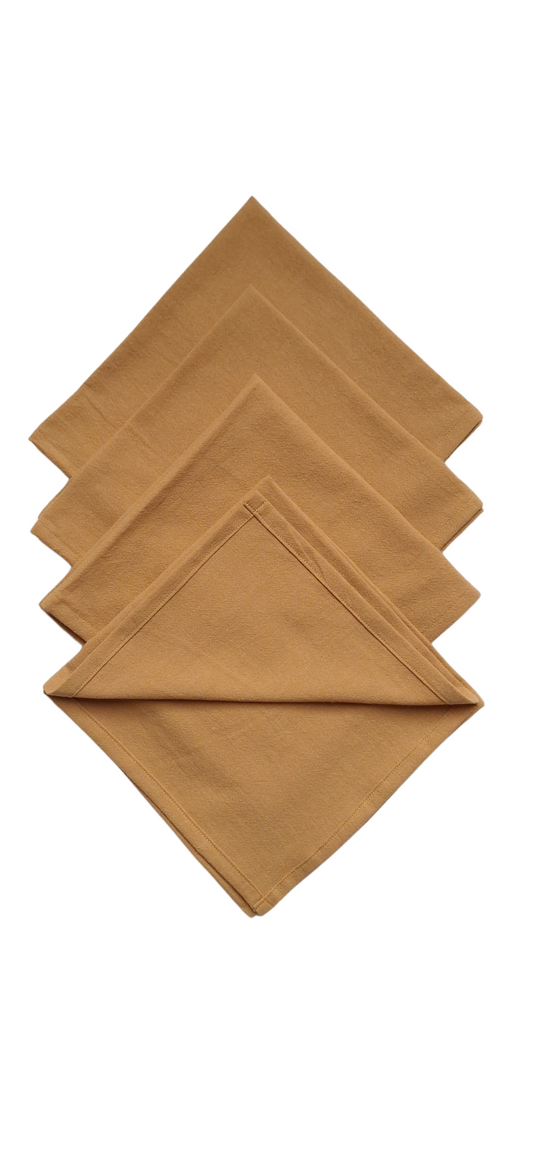 Serviettes de table en coton camel - Lot de 4