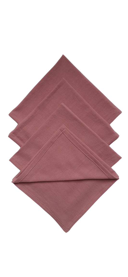 Serviettes de table en coton rose argile - Lot de 4