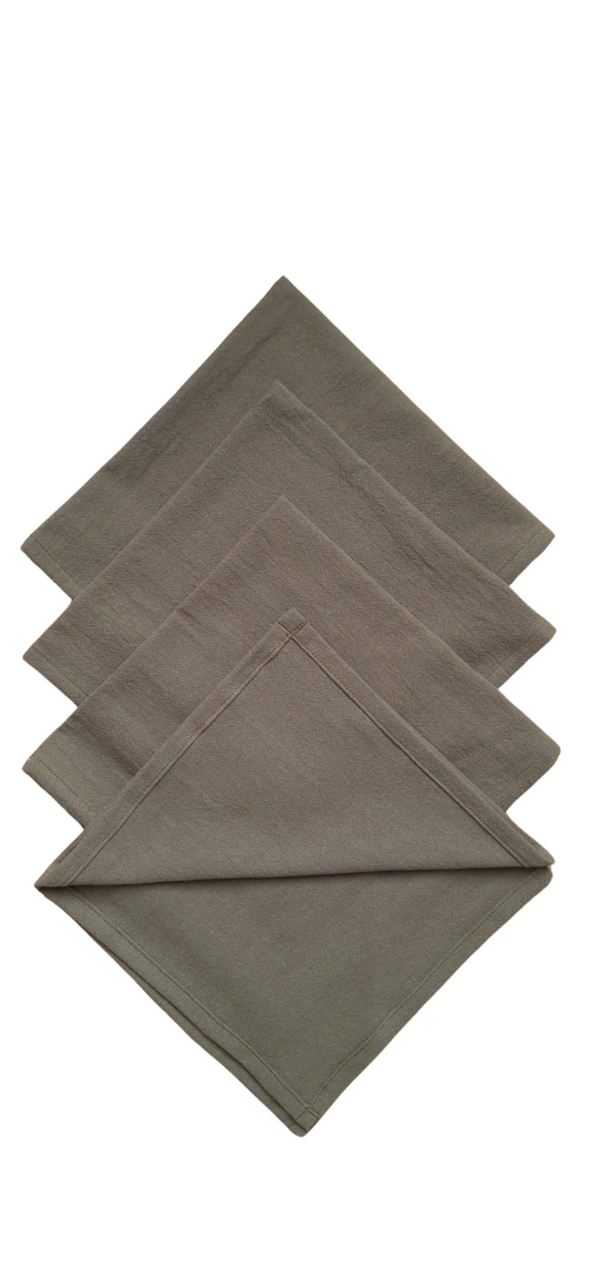 Serviettes de table en coton vert militaire - Lot de 4