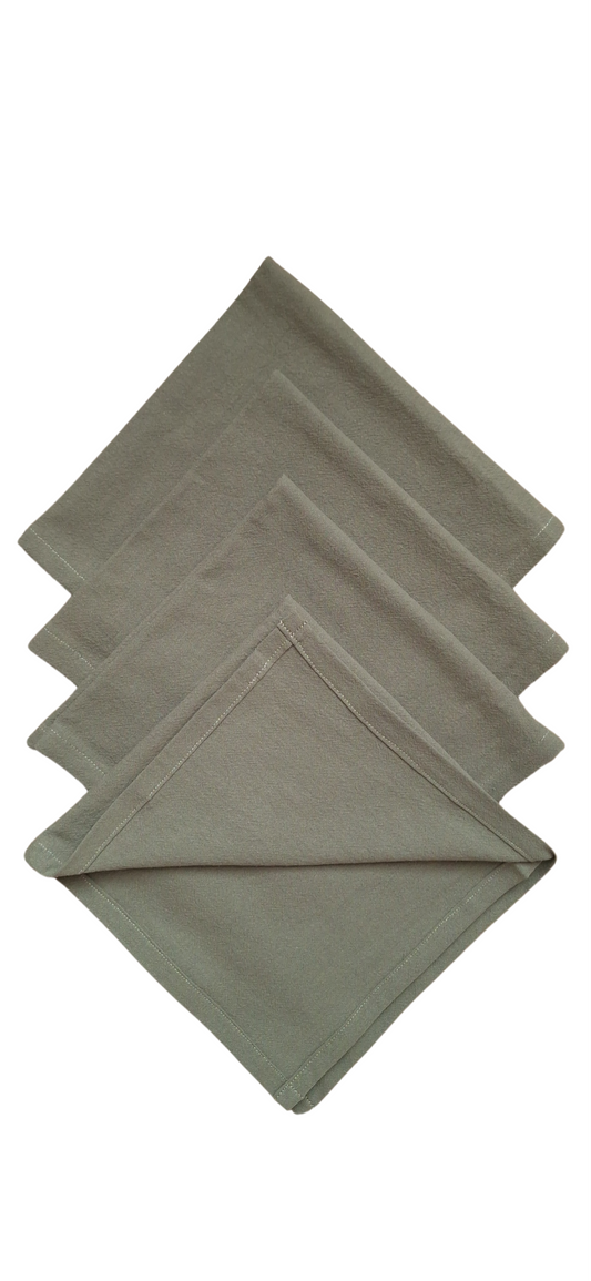 Serviettes de table en coton olive - Lot de 4