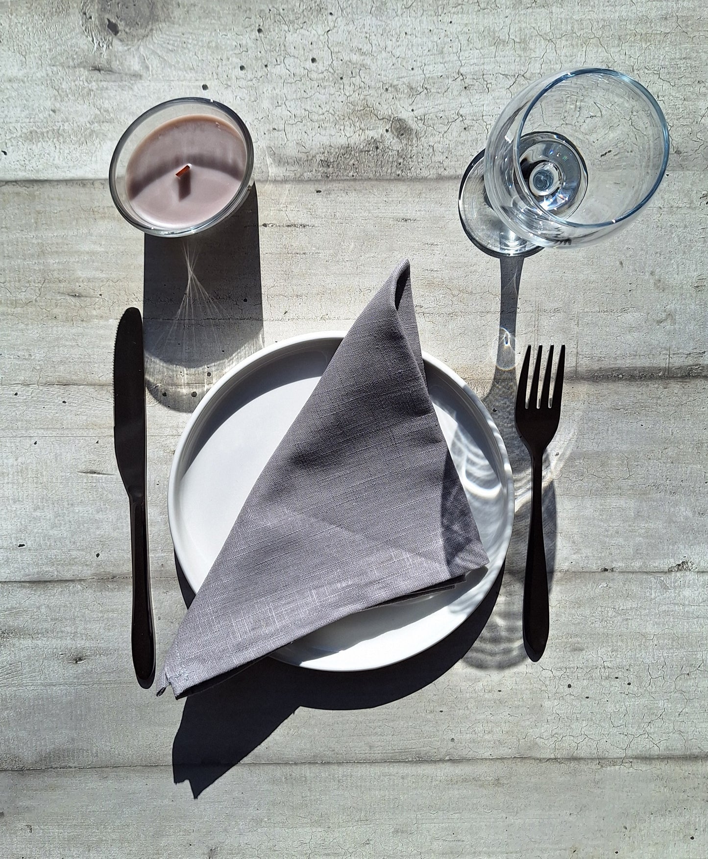 Serviettes de table en lin gris - Lot de 4