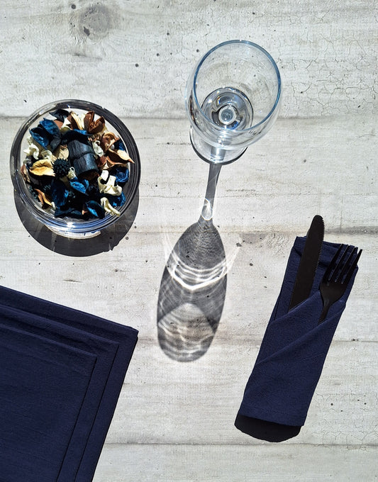 Serviettes de table en coton marine - Lot de 4