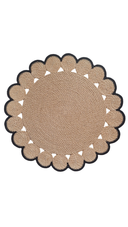 Lot de 2 sets de table en jute et contour noir