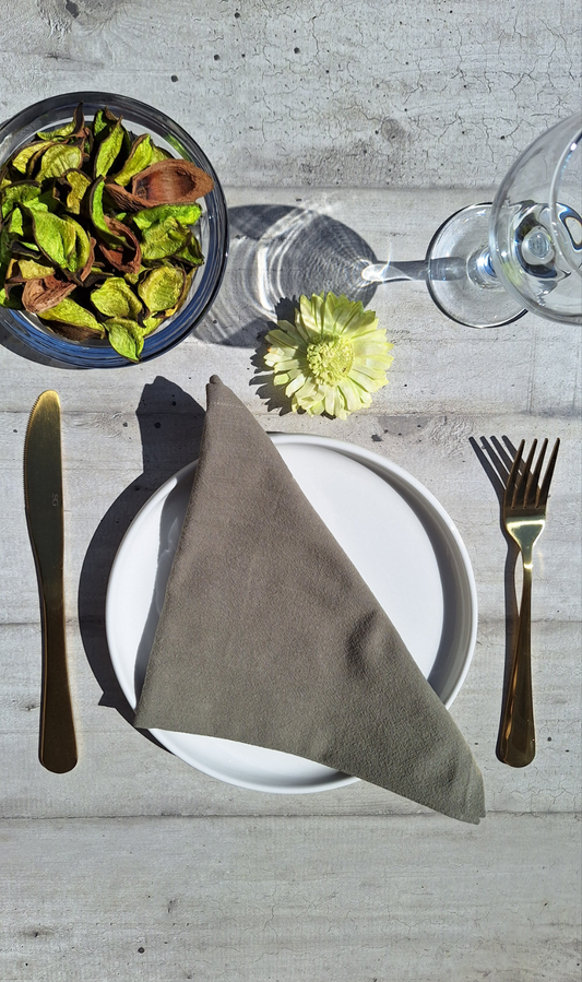 Serviettes de table en coton olive - Lot de 4