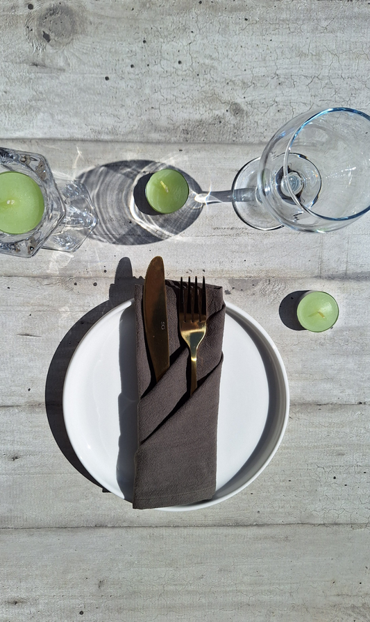 Serviettes de table en coton vert militaire - Lot de 4