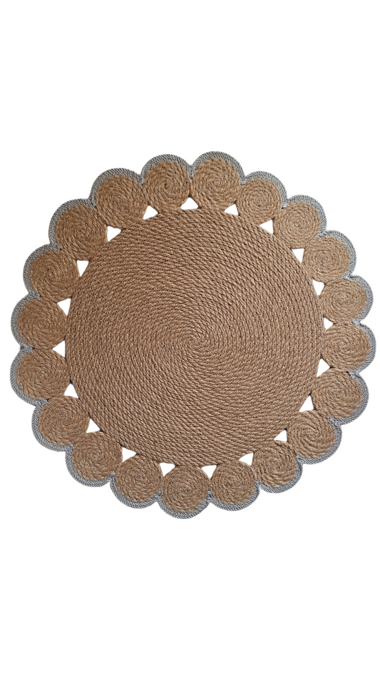 Lot de 2 Sets de table en jute et contour gris