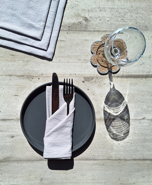 Serviettes de table en coton gris argenté - Lot de 4