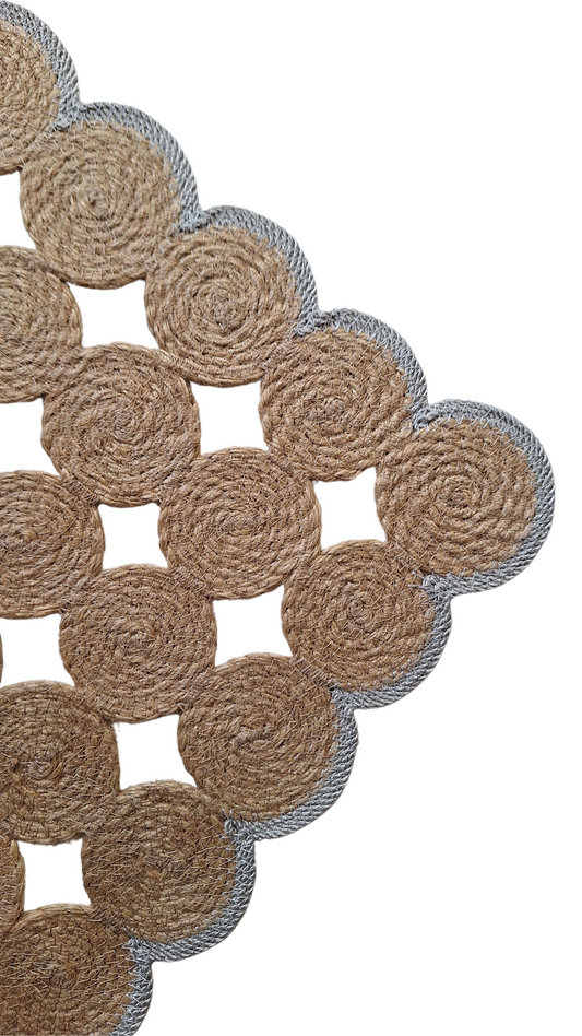 Lot de 2 Sets de table en jute et contour gris