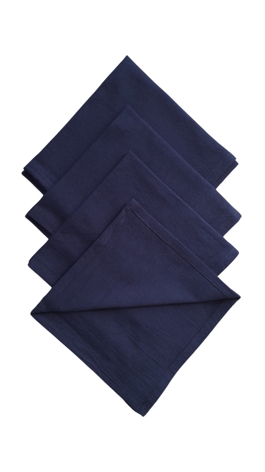 Serviettes de table en coton marine - Lot de 4