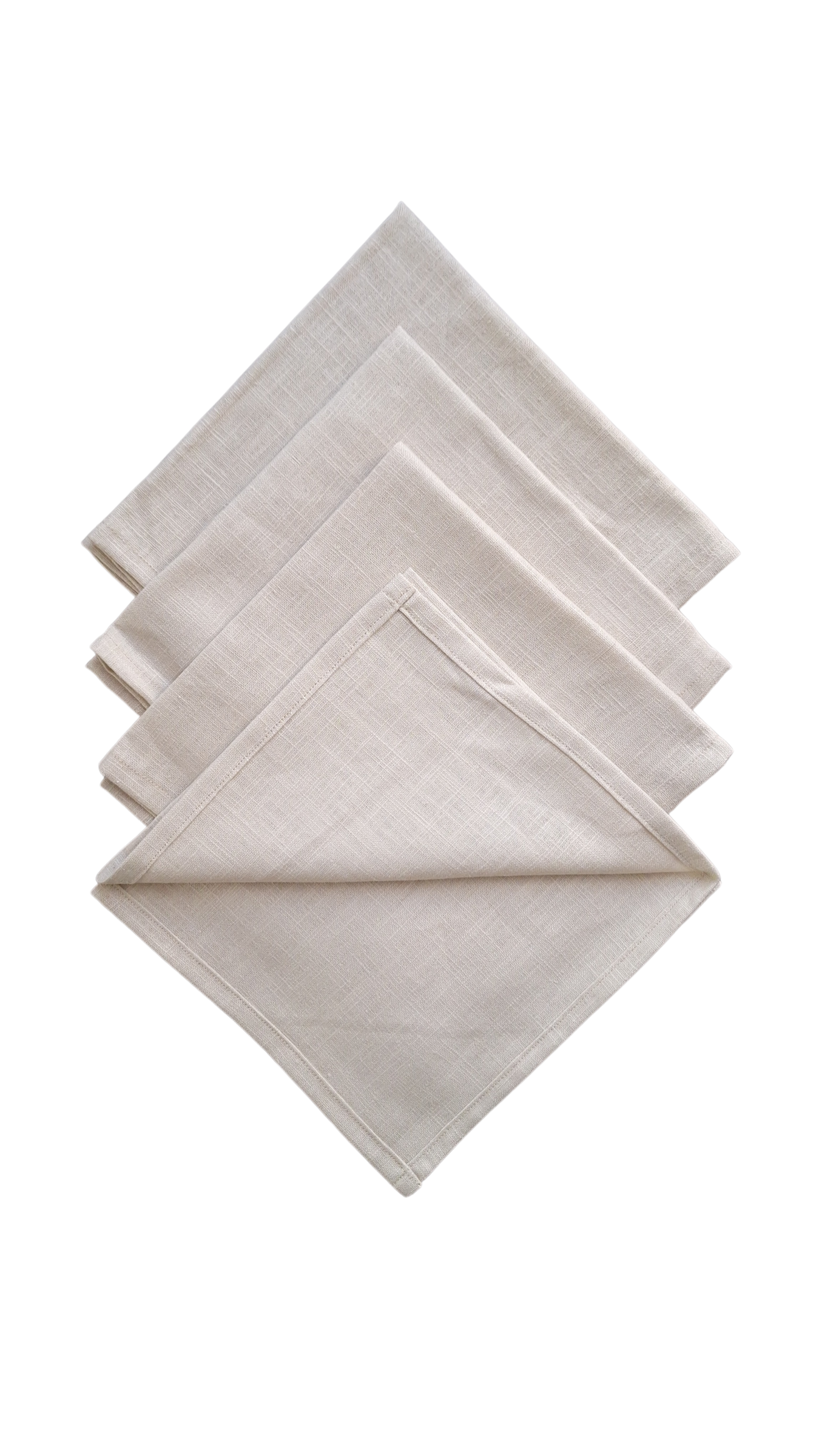 Serviettes de table en lin beige - Lot de 4