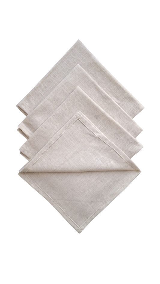 Serviettes de table en lin beige - Lot de 4