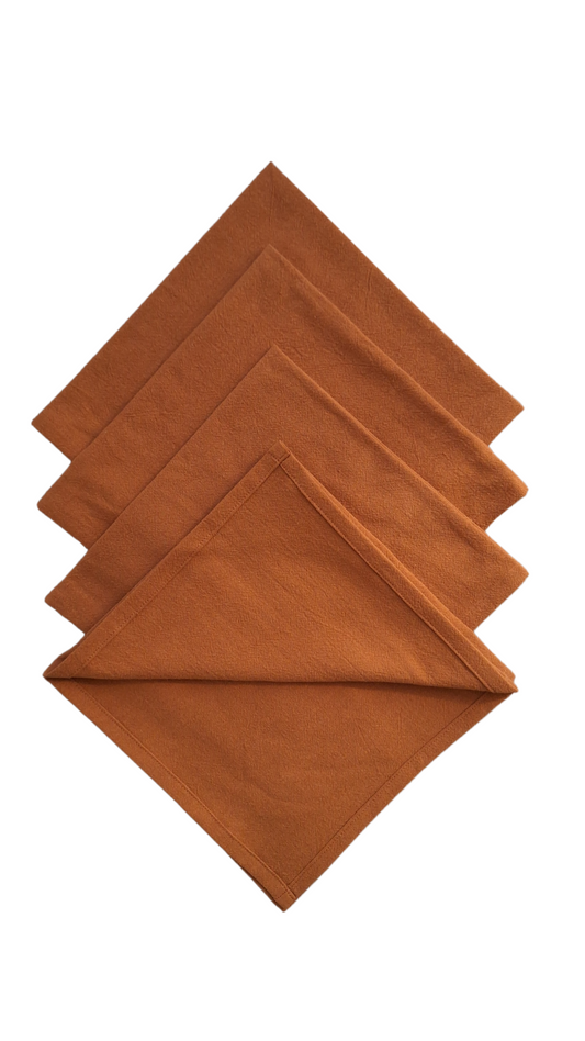 Serviettes de table en coton cognac - Lot de 4