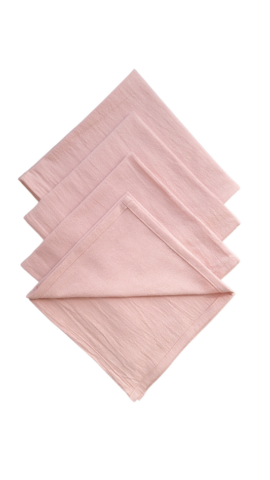 Serviettes de table en coton rose pâle - Lot de 4