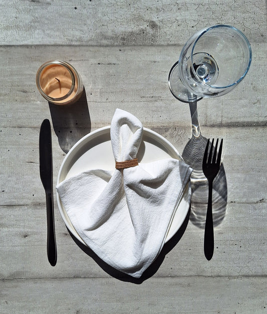 Serviettes de table en coton écru - Lot de 4