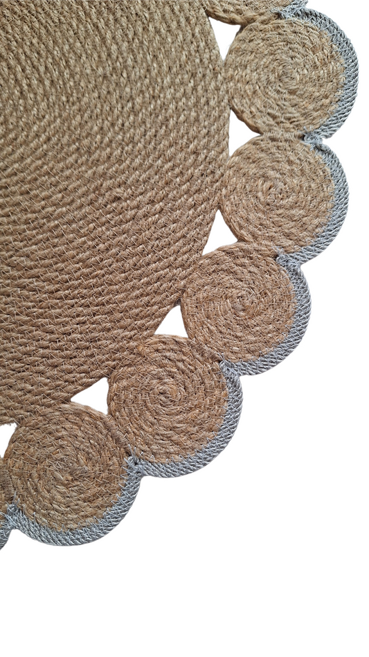 Lot de 2 Sets de table en jute et contour gris