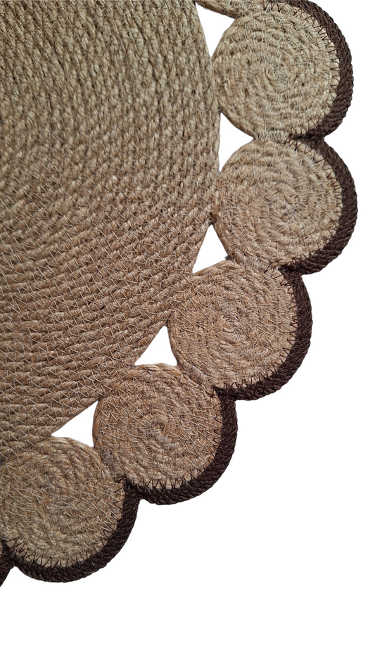 Lot de 2 Sets de table en jute et contour marron