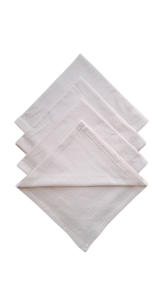 Serviettes de table en coton naturel - Lot de 4