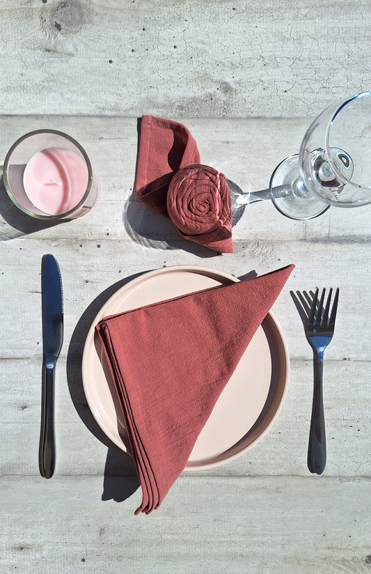 Serviettes de table en coton rose argile - Lot de 4