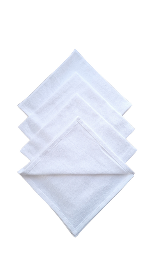 Serviettes de table en coton blanc - Lot de 4