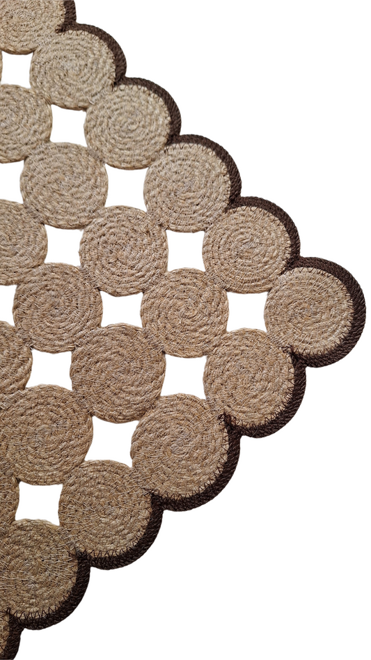 Lot de 2 Sets de table en jute et contour marron