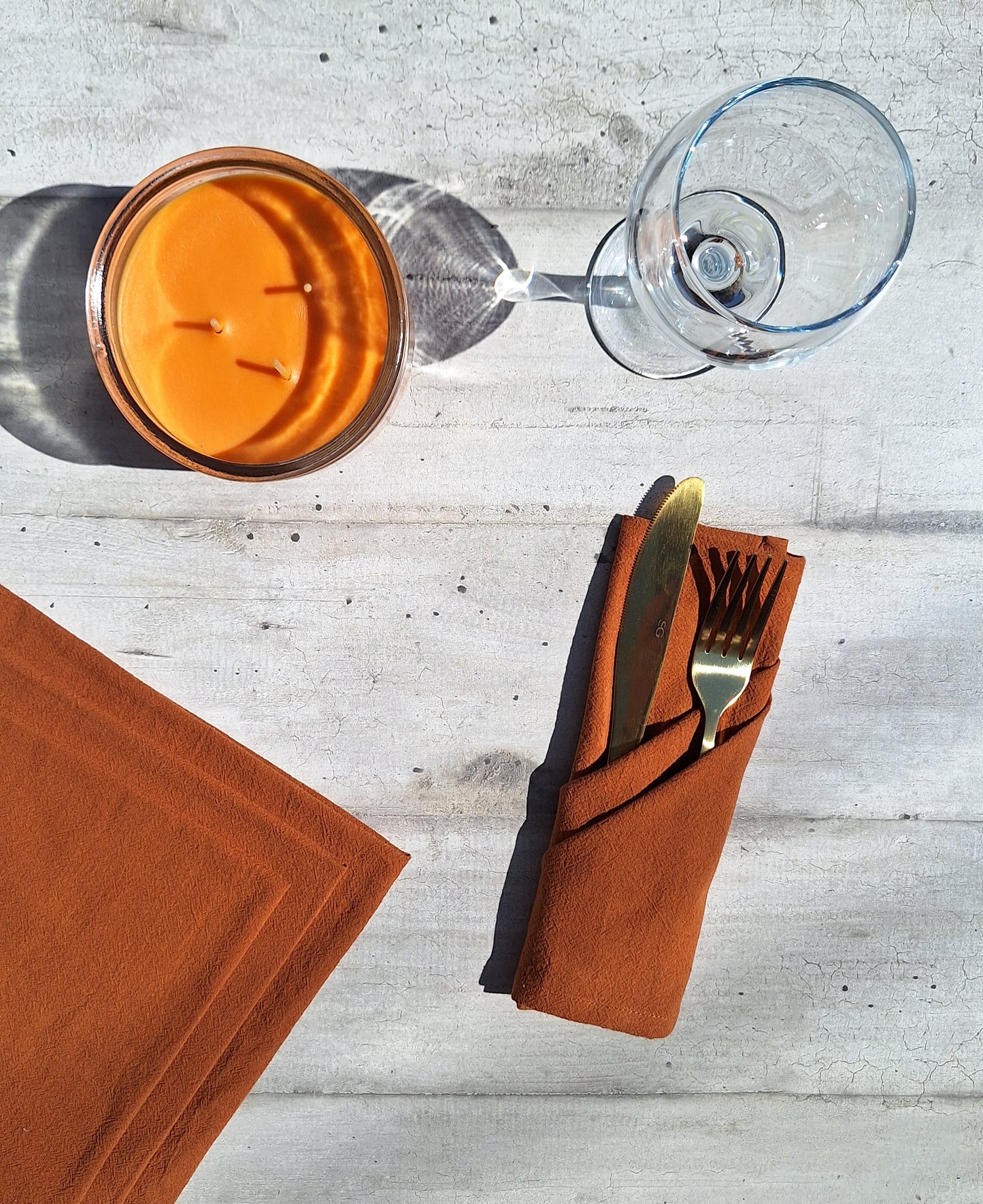 Serviettes de table en coton cognac - Lot de 4
